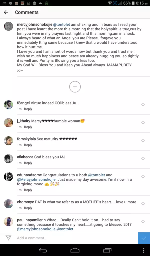 Mercy Johnson Responds To Tonto Dikeh’s Apology To Her: What She Wrote Is So Touching!